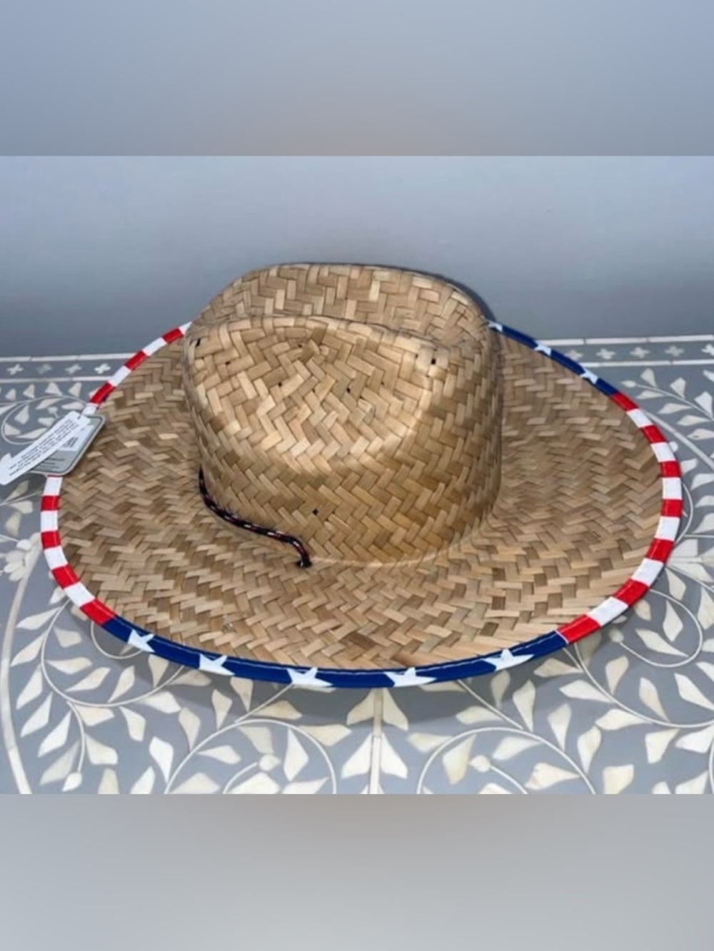 NEW! Straw Sun Hat with Stars Trim